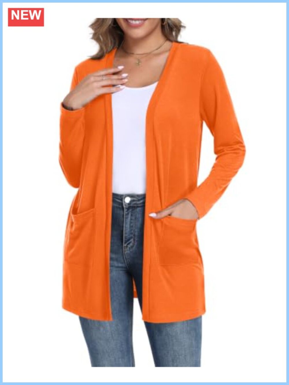 Women's Lightweight Open Front Cardigan with Pockets Long Sleeve